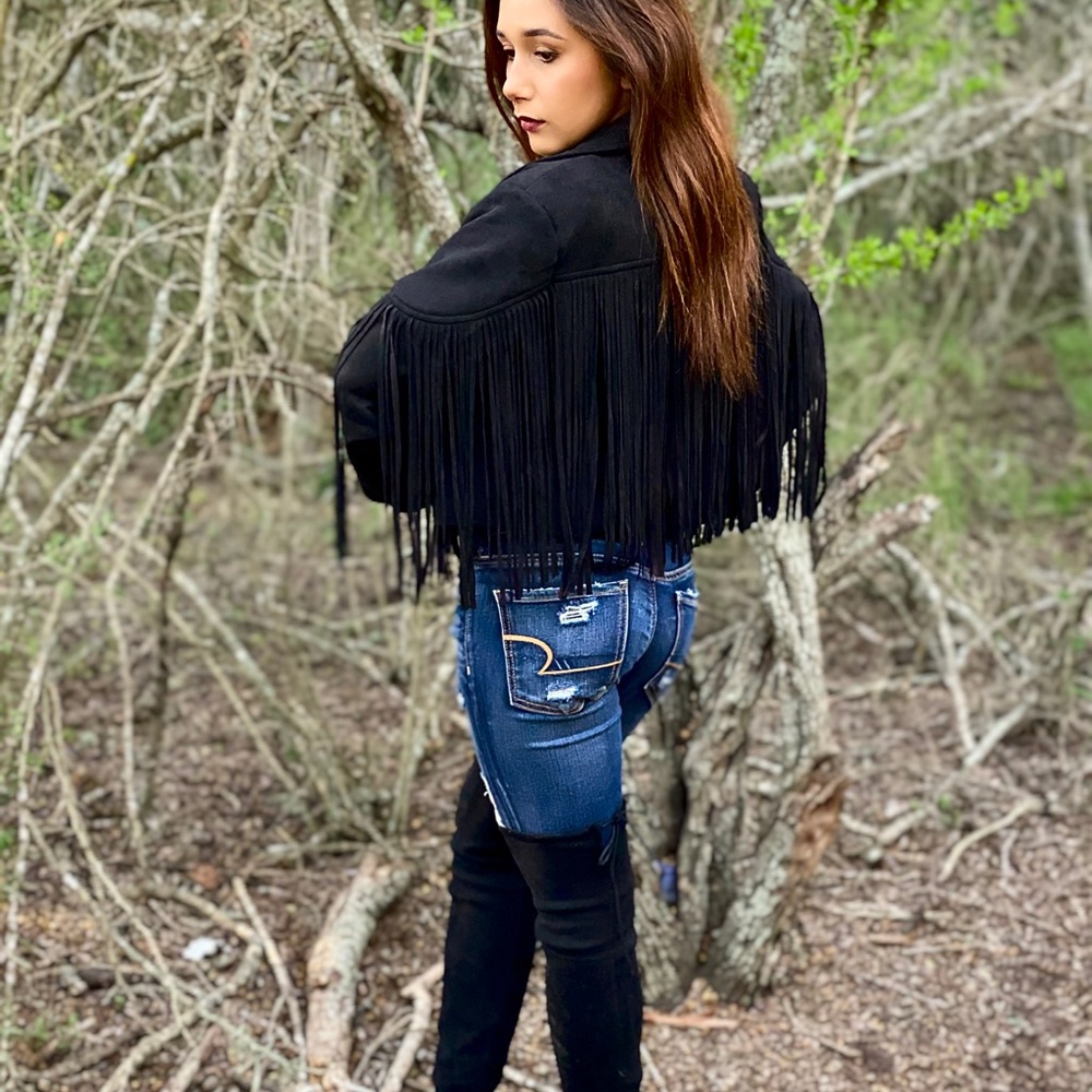 Rock’n Roll Cowgirl suede fringe jacket